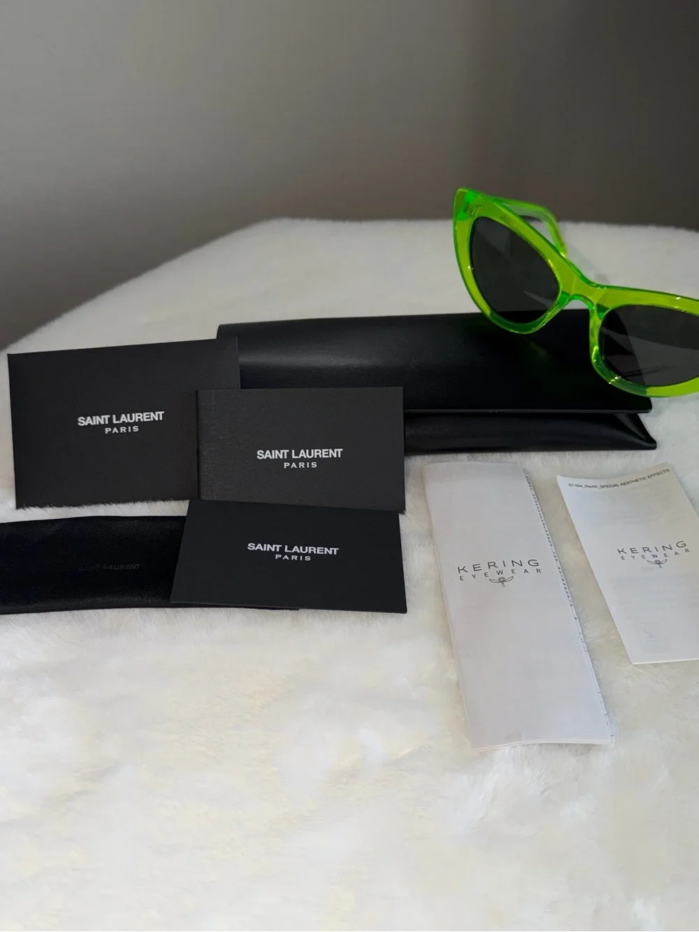Saint Laurent Lily Translucent Lime Green Cat Eye SL213 Retro Chic Sunglasses
